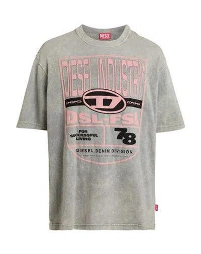 DIESEL DIESEL MAN T-SHIRT LIGHT GREY SIZE L COTTON