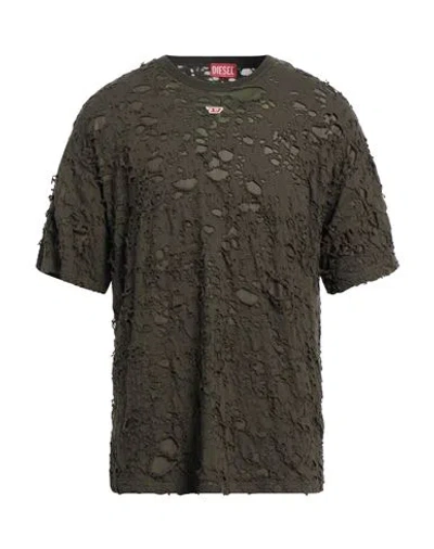 Diesel Man T-shirt Military Green Size L Cotton