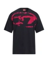Diesel Man T-shirt Midnight Blue Size S Cotton, Polyamide In Navy Blue