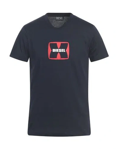 Diesel Man T-shirt Navy Size M Cotton In Blue