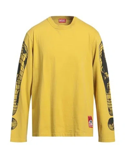 Diesel Man T-shirt Ocher Size 3xl Cotton In Yellow