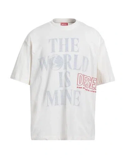 Diesel Man T-shirt Off White Size 3xl Cotton