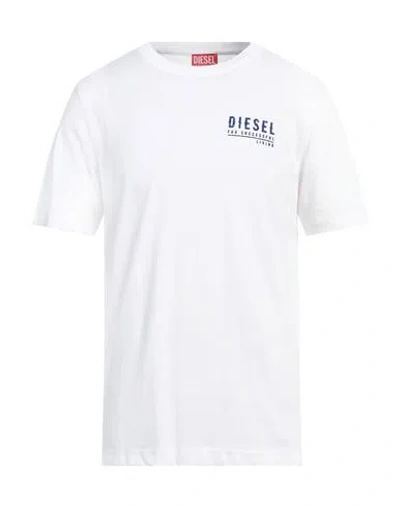 Diesel Man T-shirt Off White Size L Cotton