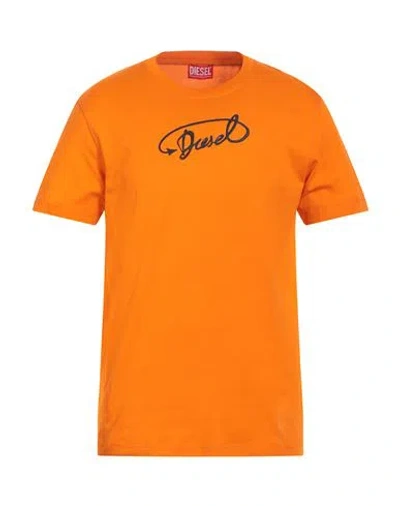 Diesel Man T-shirt Orange Size 3xl Cotton