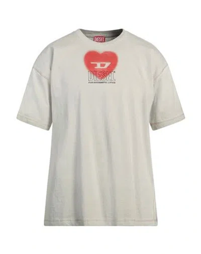 Diesel Man T-shirt Sand Size L Cotton In Beige