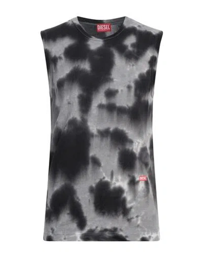 Diesel Canotta In Jersey Tie-dye In Grey