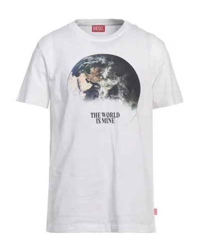 Diesel Man T-shirt White Size L Cotton