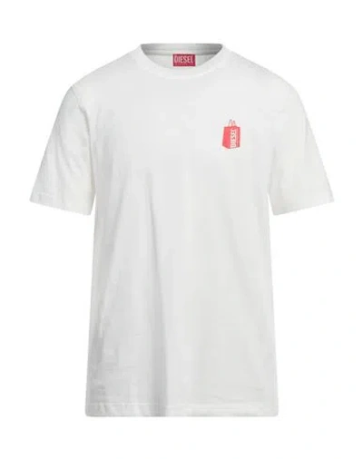 Diesel Man T-shirt White Size L Cotton