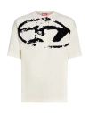 Diesel T-shirt With Distressed Flock Print In White