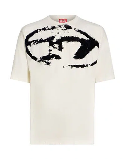 DIESEL DIESEL MAN T-SHIRT OFF WHITE SIZE L COTTON, POLYAMIDE