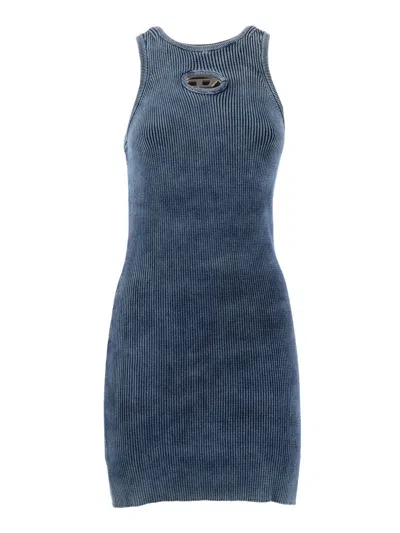 Diesel M-anchorage Sl Knit Mini Dress In Blue