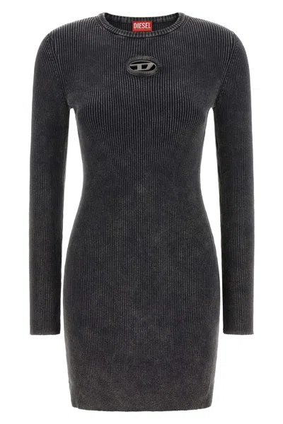 Diesel Anchorage Long Sleeve Rib Mini Dress In Black