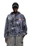 Diesel Crewneck Sweater With Hood And Abstract Print In Blue
