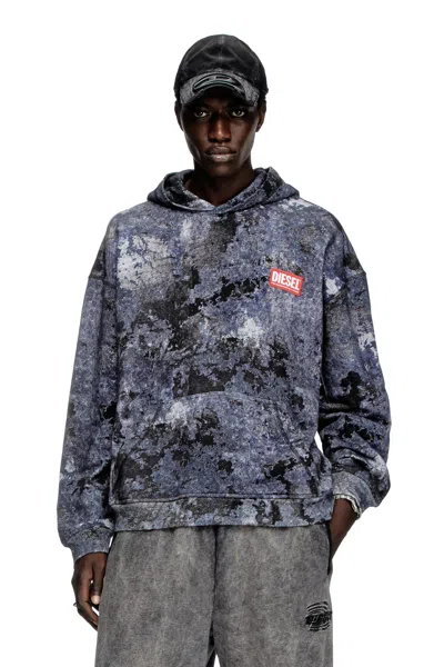 DIESEL MARBLE-EFFECT BURNOUT HOODIE