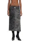 Diesel Marbled Midi Skirt With Wrap-around Ties In Nero