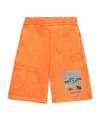Diesel Marbled Sweat Shorts With Graphic Print In Orange