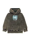 Diesel Marbled Sweatshirt With Shield Graphics In Black
