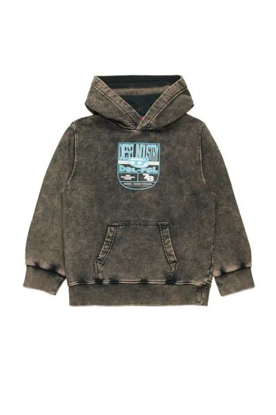 Diesel Kids' Marbled Sweatshirt With Shield Graphics In Black