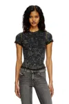 Diesel Marbled T-shirt With Ruffled Trims In Black