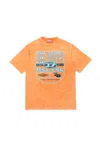 Diesel Marbled T-shirt With Shield Graphic In Orange
