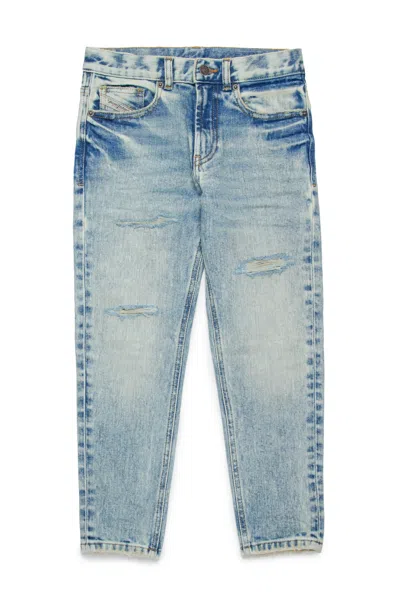 Diesel Kids' Marbled Tapered Jeans With Rips In Blue