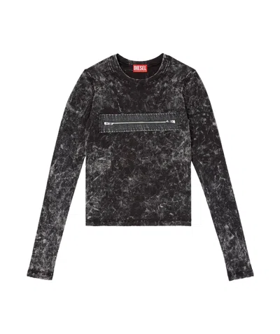 Diesel Marbled Top With Zipped Cut-out In 900