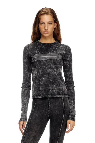 Diesel Marbled Top With Zipped Cut-out In Black