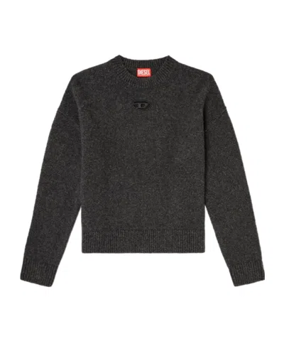 Diesel M-areeta Logo Cut-out Sweater In Gray