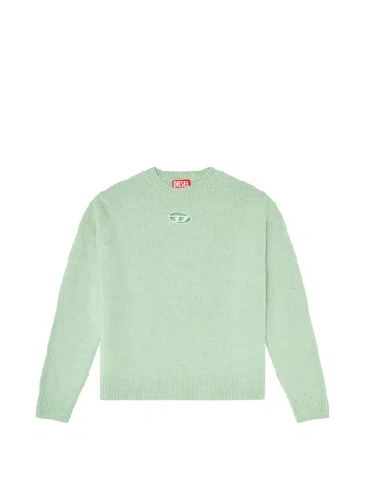 Diesel Areeta Knit Crew Neck Top Long Sleeves In Green