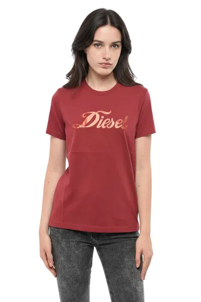 Diesel Maroon Logo Crew Neck T-shirt In Red