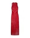 Diesel Maxi Dress With Racerback And Ribbed Texture In Red