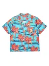 Diesel Camicia Bowling In Viscosa Allover Hawaii In Blue