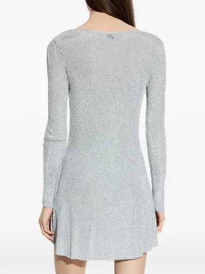 Diesel M-dalila V-neck Long-sleeved Mini Dress In Gray