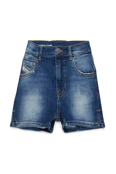 DIESEL SHORTS IN DENIM BLU MEDIO CON STRAPPI