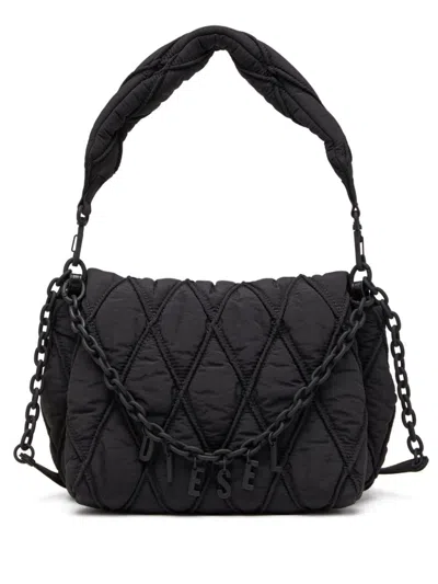 Diesel Medium Charm-d Shoulder Bag In Black