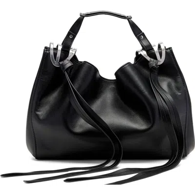 Diesel Leather Knot D Structured Handbag Top Handle In Black