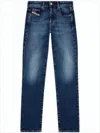 Diesel Mid-rise Straight-leg Jeans With Faded Wash And Whiskering In Blue