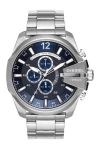 Diesel Mega Chief Chronograph Stainless Steel Bracelet Watch 51mm In Silver