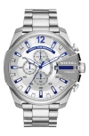 Diesel ® Mega Chief Chronograph Bracelet Watch, 51mm In Silver