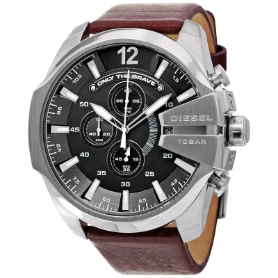 Diesel Mega Chief Chronograph Grey Dial Men's Watch Dz4290 In Brown / Grey