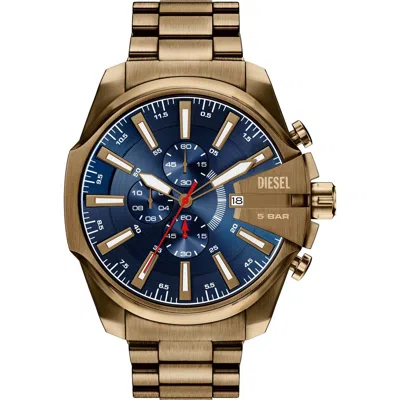 Diesel ® Mega Chief Slim Chronograph Bracelet Watch, 48mm In Antique Gold/navy