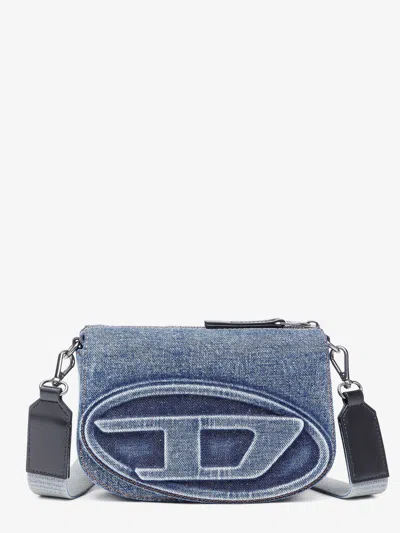 Diesel Men 1dr Denim Camera Bag In Blue