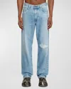 Diesel Straight-leg Ripped Jeans In Blue