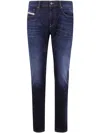 Diesel Structured Five-pocket Belt Loop Trousers In Blue