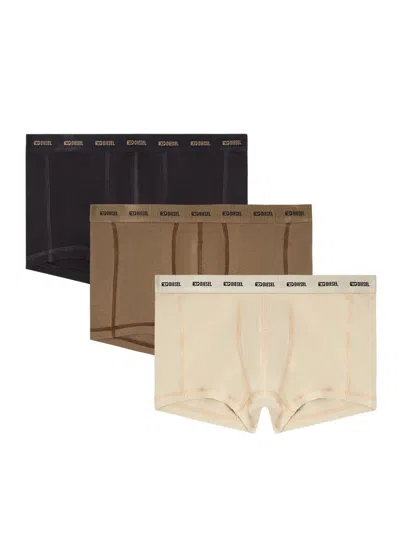 Diesel Men 3-pack Boxer Shorts With Logo In Brown