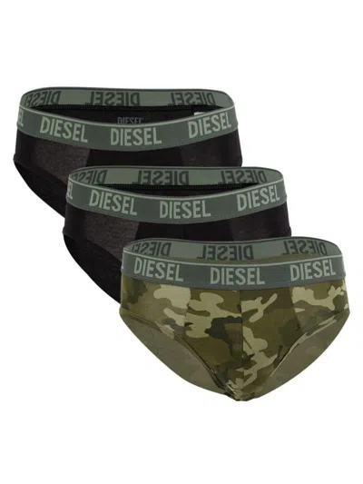 Diesel Men's 3-pack Logo Briefs In Camouflage
