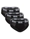 Diesel Men's 3-pack Umbr Andre Logo Briefs In Black
