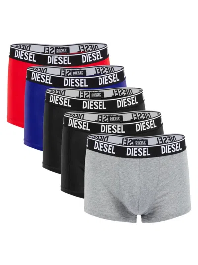 Diesel Men's 5-pack Logo Boxer Briefs In Red Grey