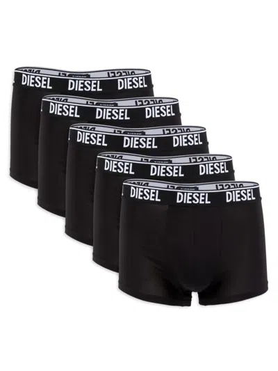 Diesel Men's 5-pack Logo Boxer Briefs In Solid Black