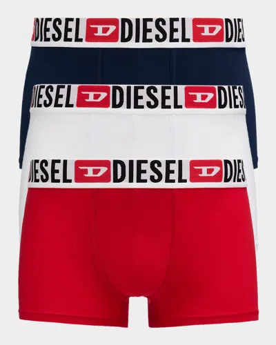 Diesel Men & Apos;s Damien Multicolor Dcore 3-pack Boxer Briefs In White